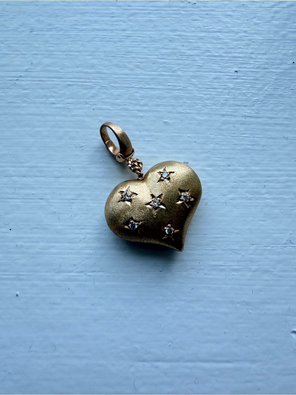 Marie Lichtenberg Gold Heart Pendant Charm with Star-Set Diamonds - Picture 6 of 11